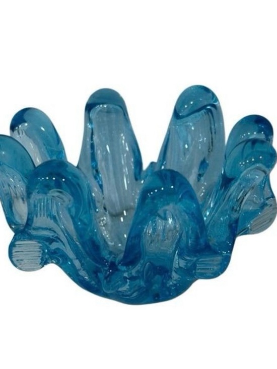 Vintage Other - Vintage Swung Glass Bowl
Candy Trinket Dish MCM
Aqua Blue 8 Fingers Art Glass